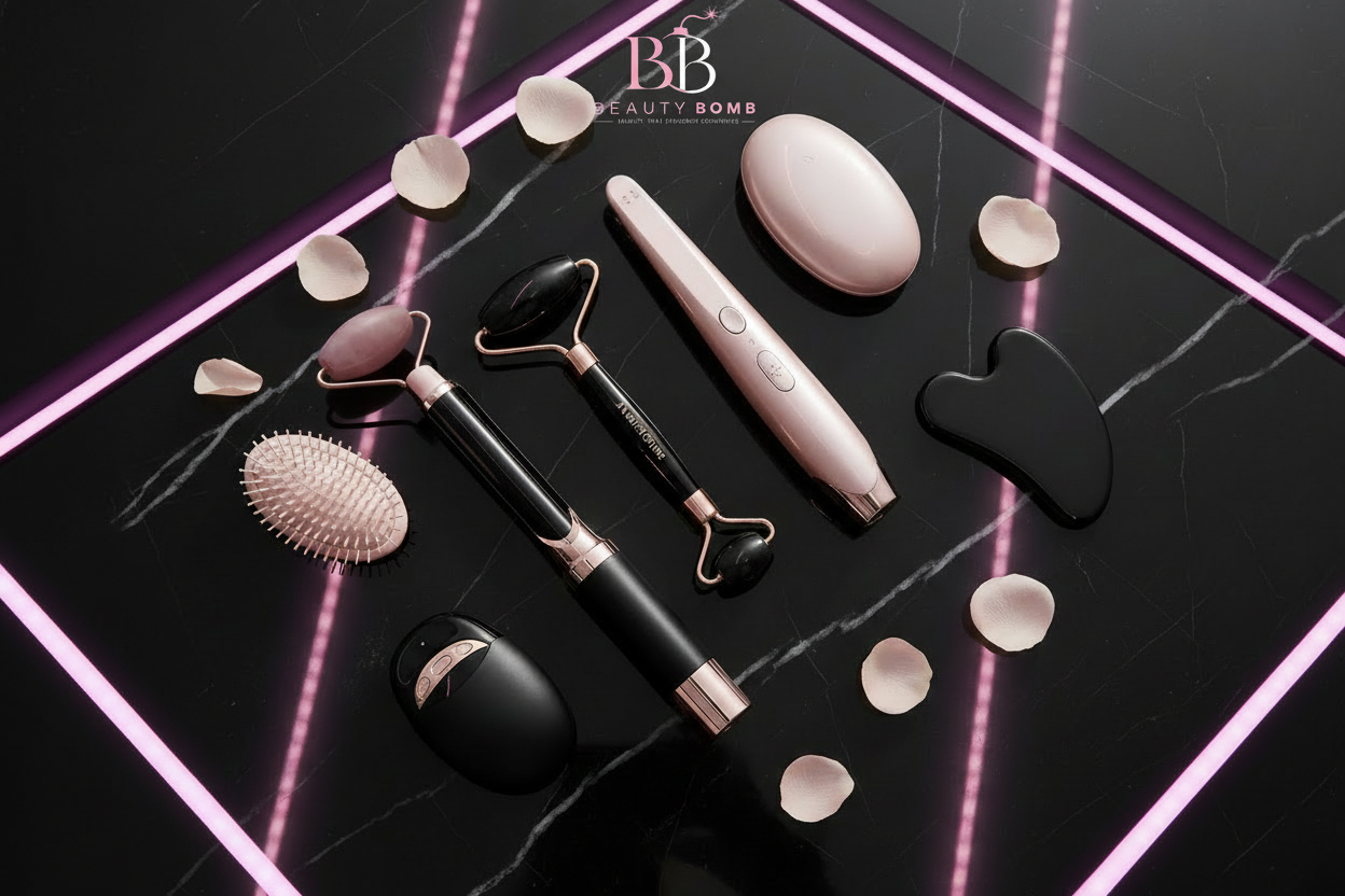 Beauty Bomb Flat Lay with Logo